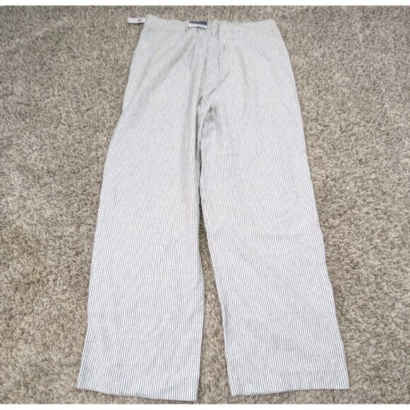 NEW Old Navy Pants Womens Large Wide Leg Stripe White Black High Rise Linen - Picture 2 of 9